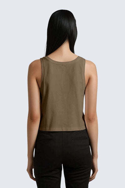 Rumi Earth - W Moon Air Cropped Singlet Tank - Wood - R131221WDP - Tops