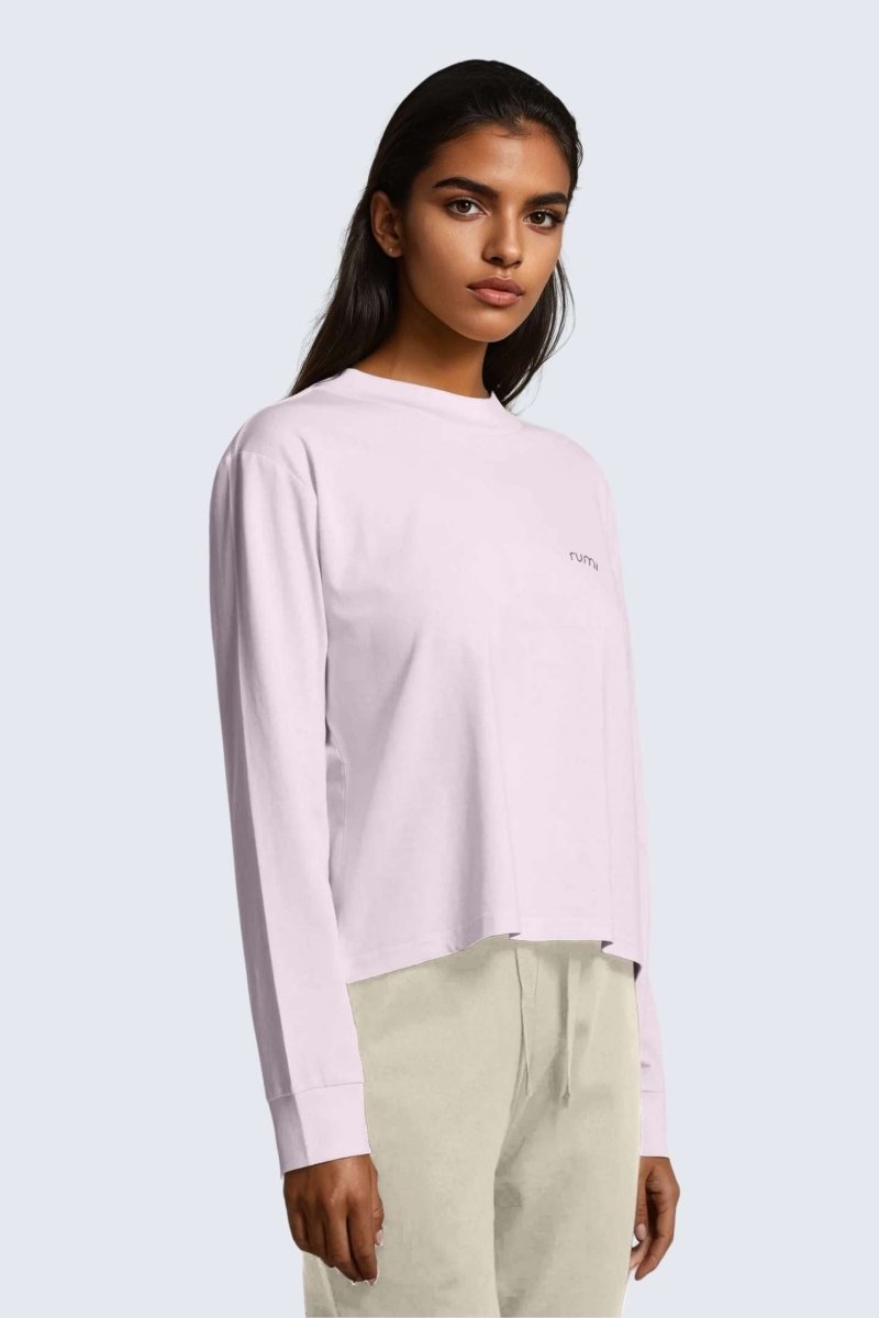 Rumi Earth - W Moon Tee Mock - Neck Long - Sleeve - Orchid - R111222ODP - Tops
